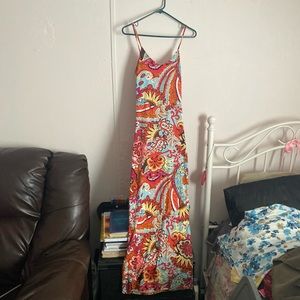 Multicolor long skin tight dress.